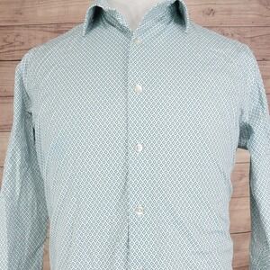 APT 9 Shirt Mens Medium Green Geometric Print Long Sleeve Button Front Casual